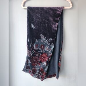 Burnout Velvet Silk Scarf Red Dahlias